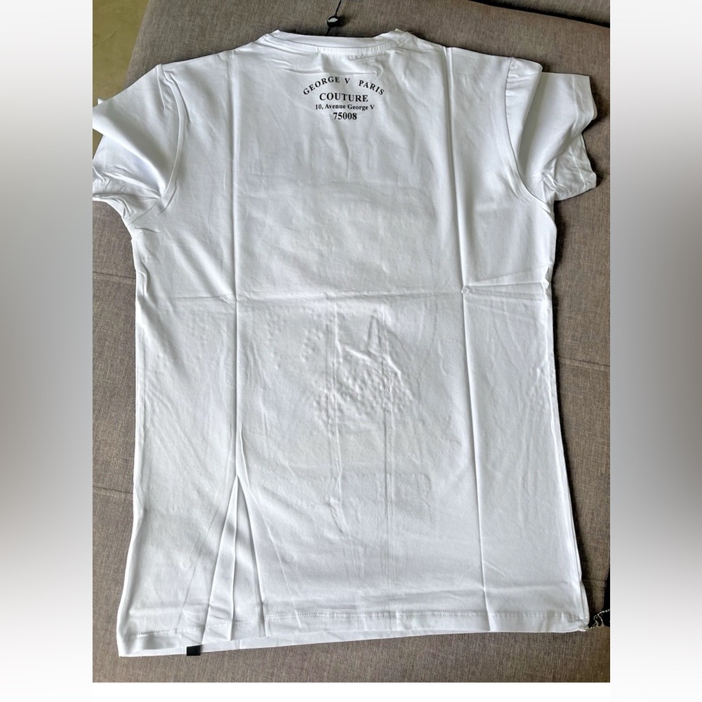 Avenue George V Paris T-Shirt Men's White Short Sleeve Tee Rhinestone XL L 2XL - Picture 4 of 5